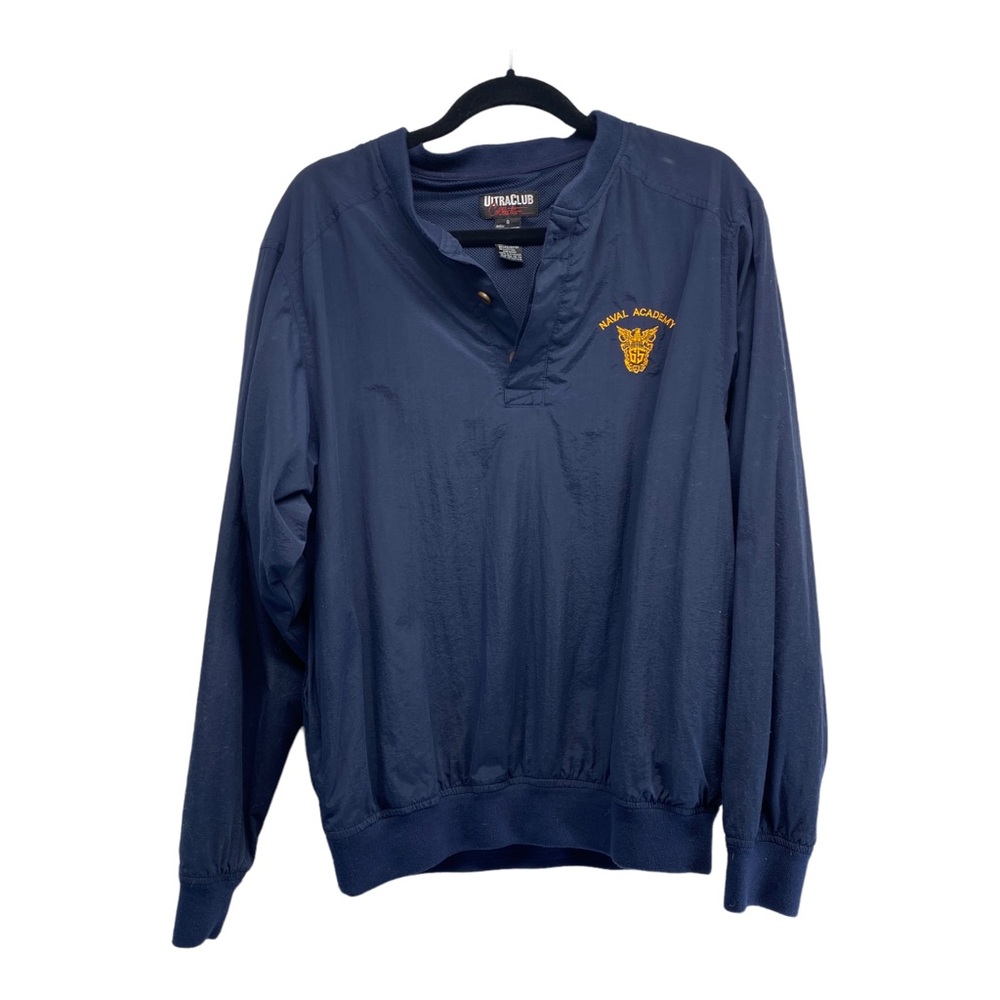 Naval Academy S pullover embroidered button windbreaker military blue outerwear